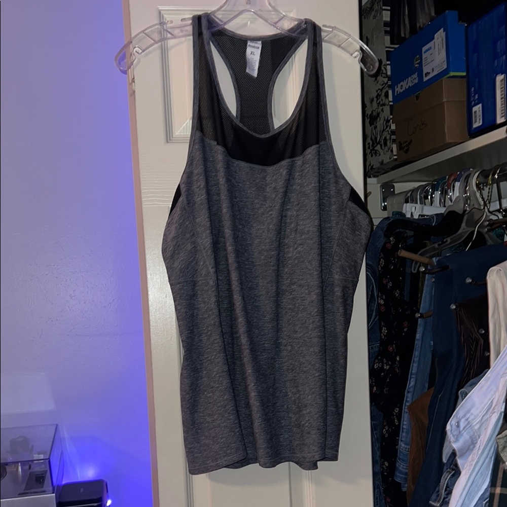 Women’s Gray Racerback Mesh-Panel Tank Top